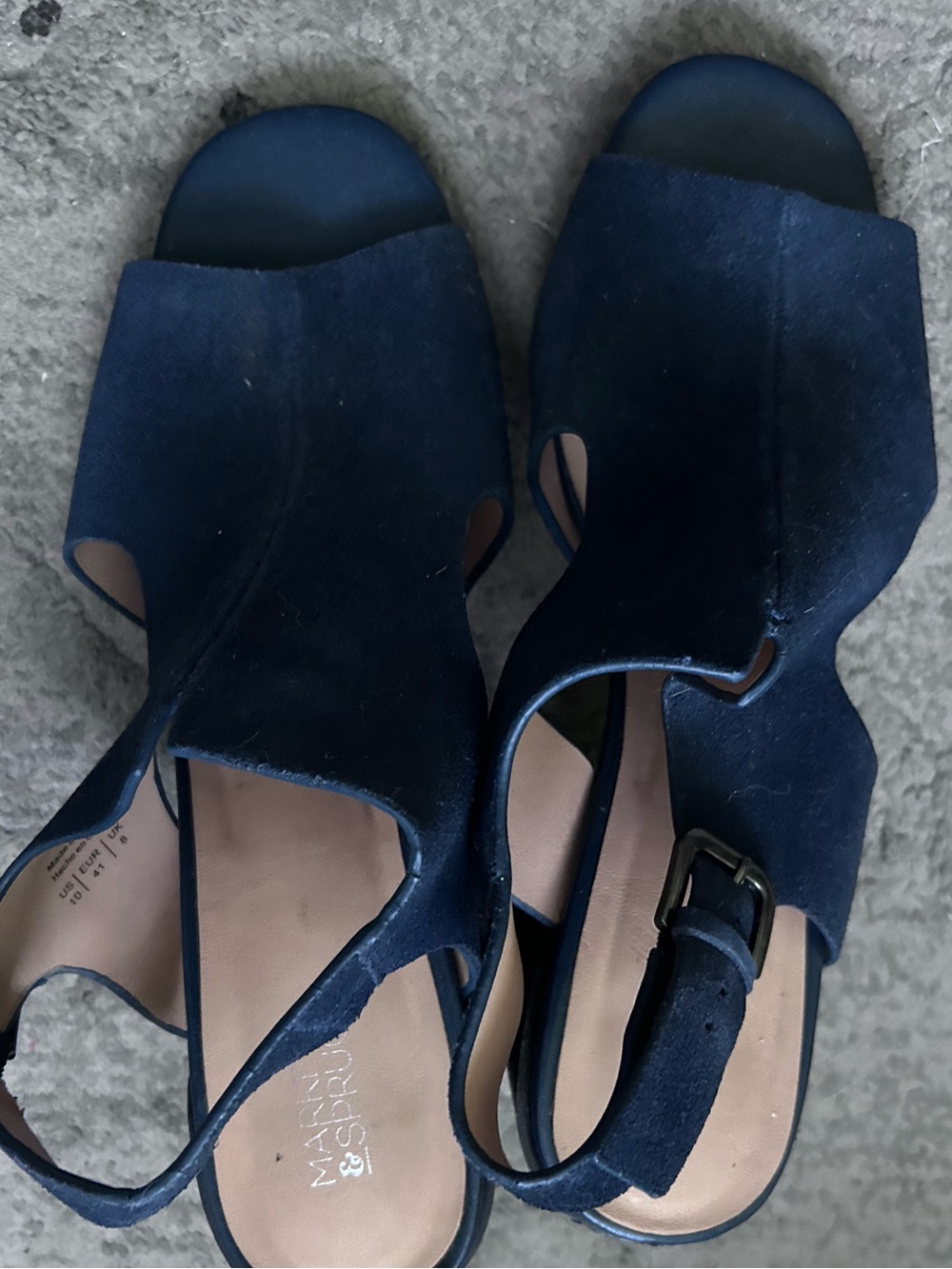 Market Spruce Navy Suede Open-Toe Slingback Sandals